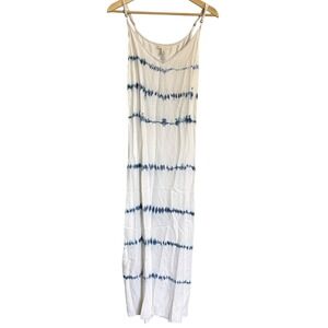 Chelsea & Violet Tie Dye Denim Maxi Dress Blue White Tencel Boho Coastal